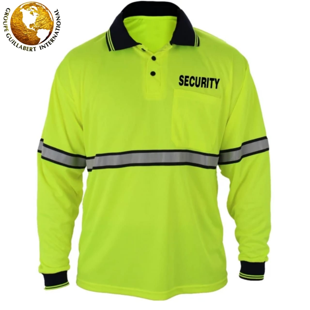 LONG SLEEVE SECURITY POLO - FLUORESCENT GREEN