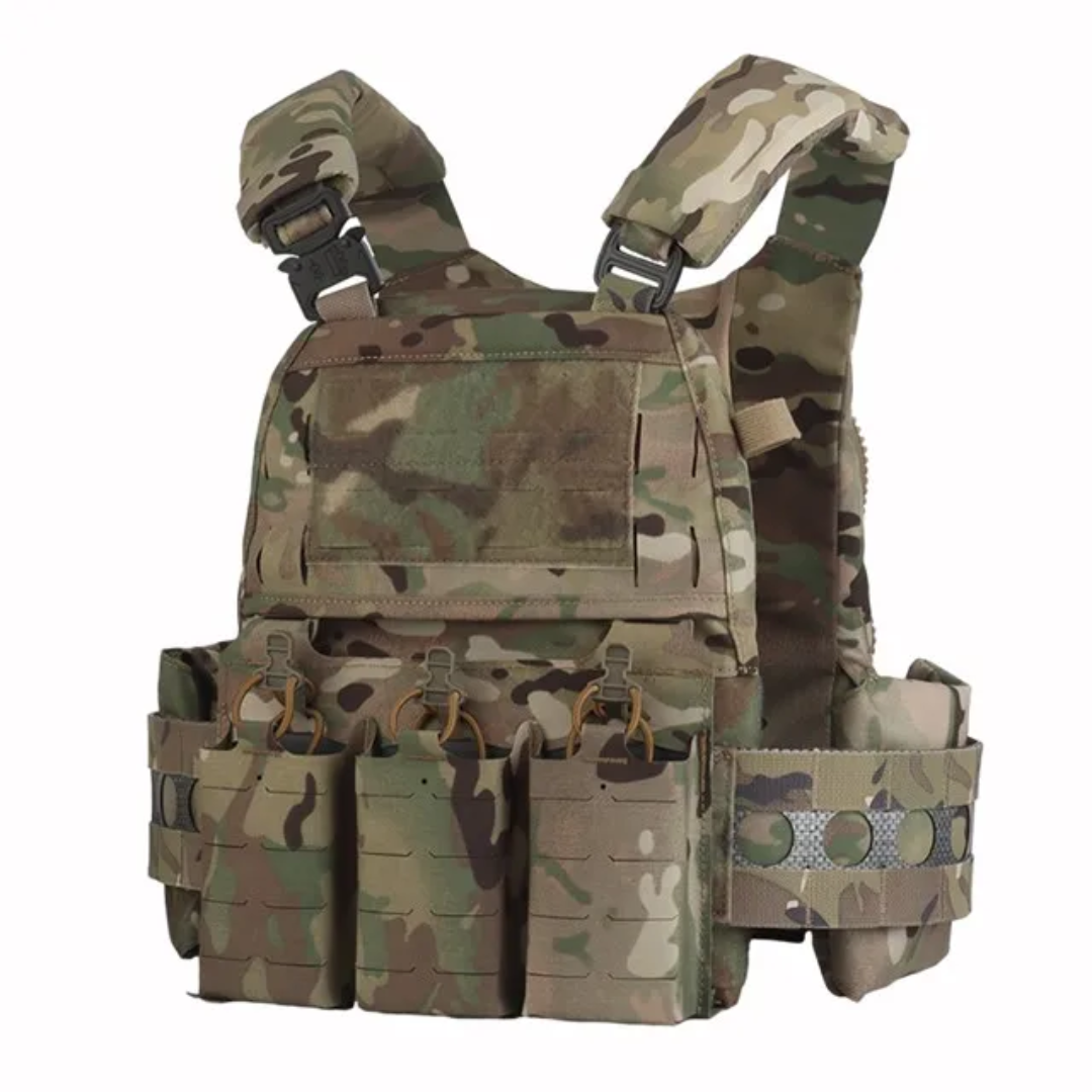TACTICAL COMBAT VEST WITH BALLISTIC PLATE MULTICAM