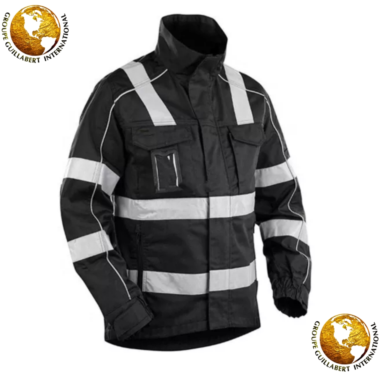 WINTER SECURITY JACKET - BLACK WITH REFLECTIVE BANDS