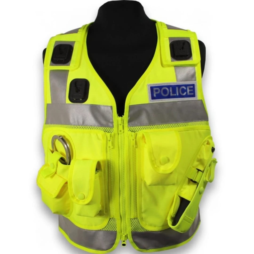 POLICE TACTICAL VEST LIGHT GREEN FLUORESCENT STRIP